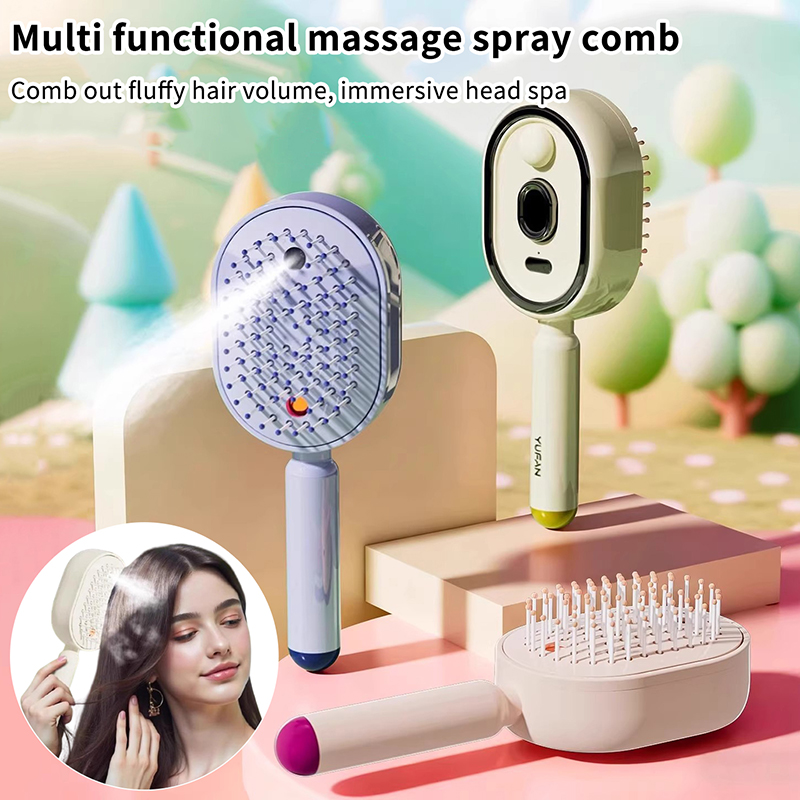 Hair Care Routine - Multifunctionele massagekam, elektrische spray-luchtkussen hoofdmassageborstel, zelfreinigende