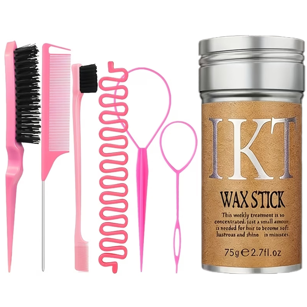 Hair Care China - 7-delige haarstylingset met haarwax, kam, vlechttool