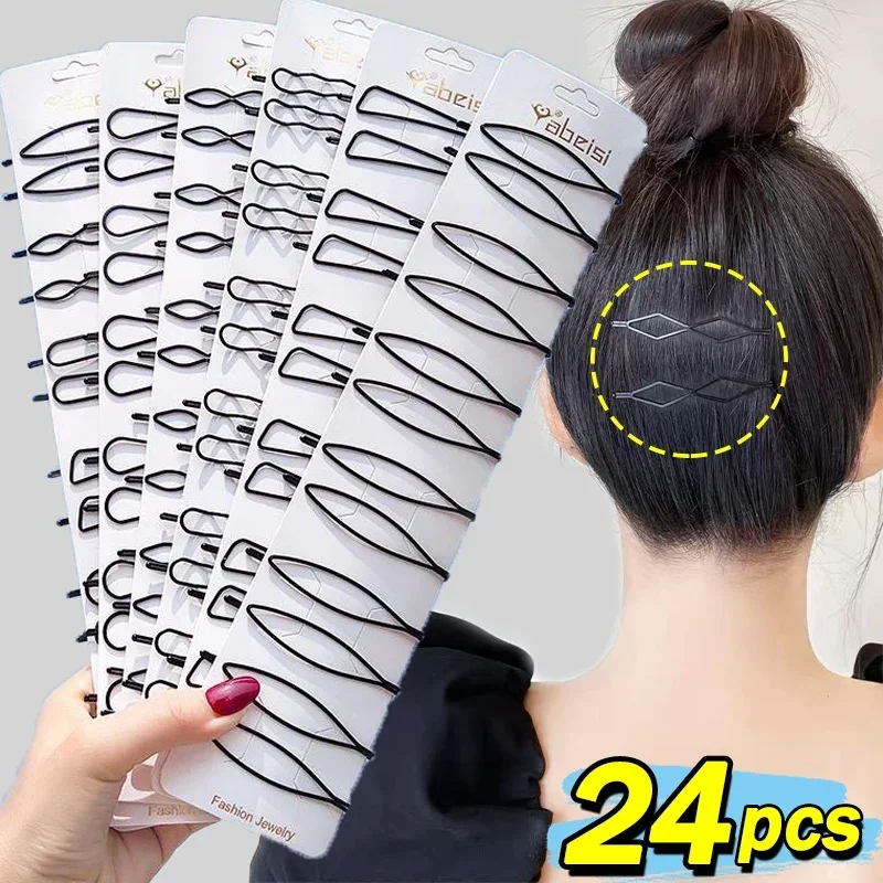 Bobby Pin Bulk - 3/24pcs Zwart Eenvoudige Bobby Haarspelden Vrouwen