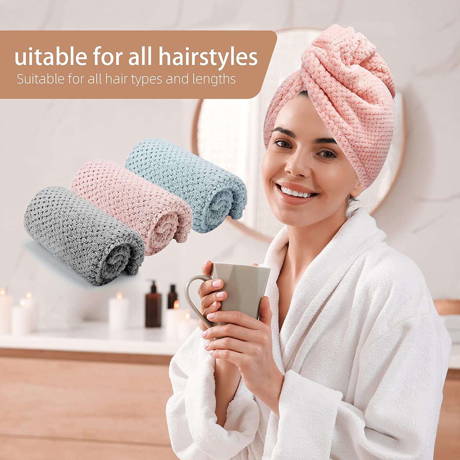 Handdoek voor droog haar voor  - Hair Turban Towel recensie en prijs